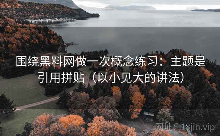 围绕黑料网做一次概念练习：主题是引用拼贴（以小见大的讲法）