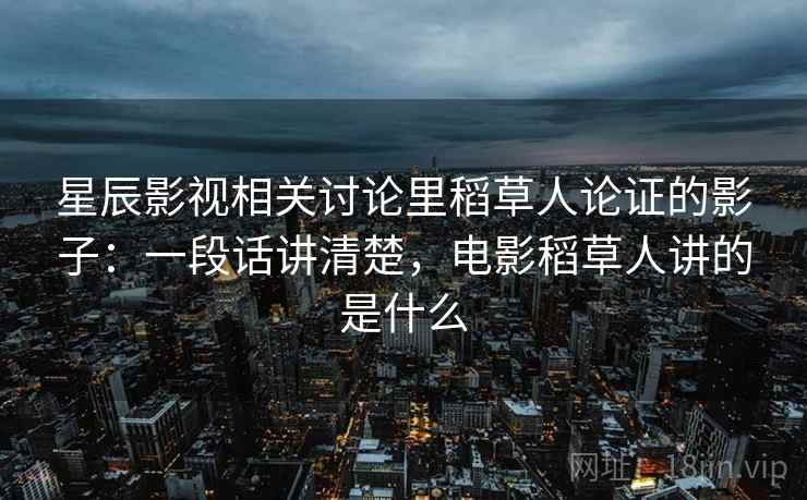 星辰影视相关讨论里稻草人论证的影子：一段话讲清楚，电影稻草人讲的是什么
