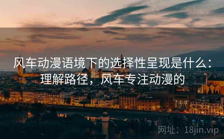 风车动漫语境下的选择性呈现是什么：理解路径，风车专注动漫的